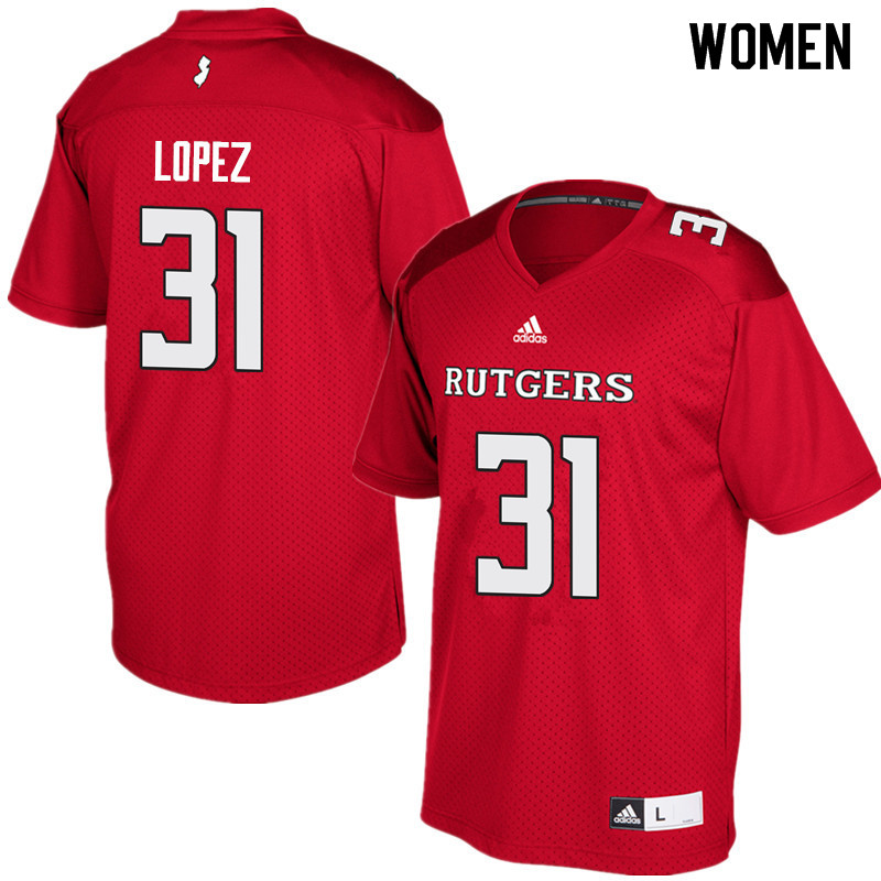 Women #31 Edwin Lopez Rutgers Scarlet Knights College Football Jerseys Sale-Red